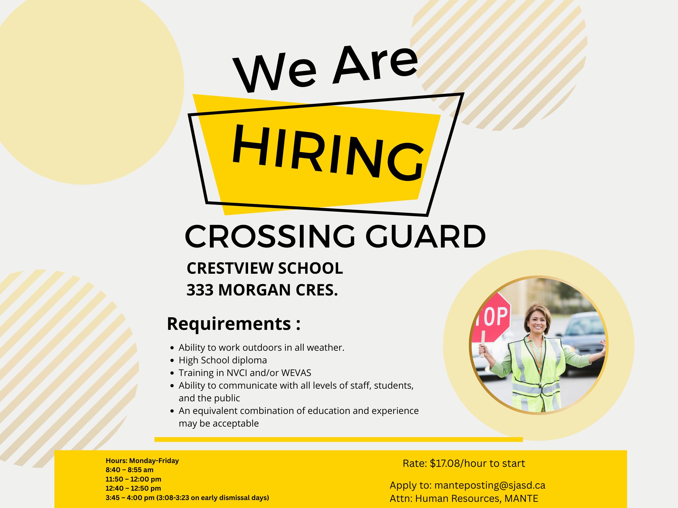 Hiring: Adult Crossing Guard