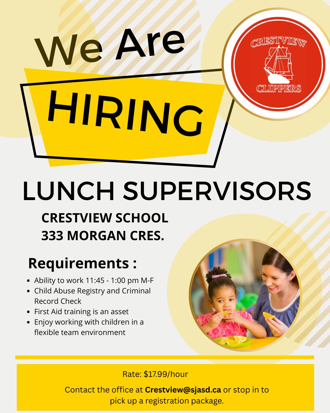 Hiring Lunch Supervisors